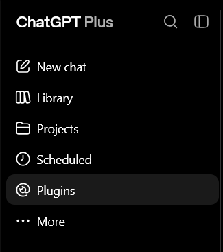 ChatGPT Plugins screen